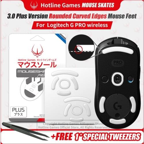Hotline Games 3.0Plus Rounded Curved Edges Mouse Skates for Logitech G Pro Wireless GPW Gaming Mouse feet pad Replacement,0.8mm