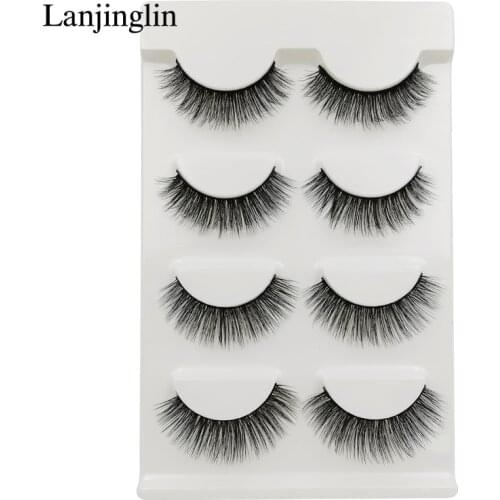 Faux Cils 4 Pairs 3D Mink Lashes Natural False Eyelashes Dramatic Volume Fake Lashes Makeup Tool Eyelash Extension Mink Lashes