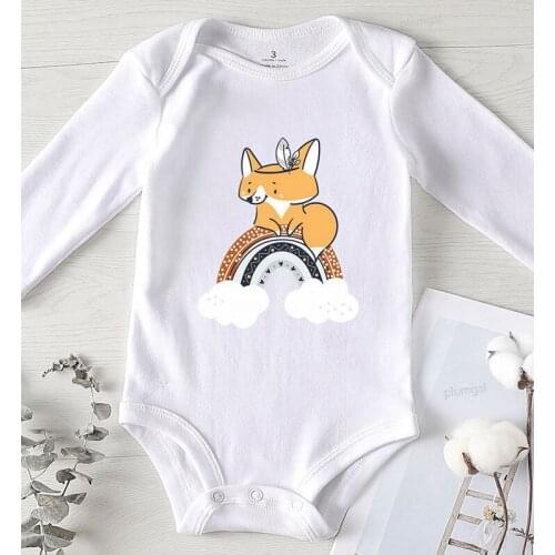 Cartoon Fox Rainbow Baby Winter Romper 0 To 24 Months Newborn Baby Clothing for Babies Boys Girls Jumpsuits Kids Summer