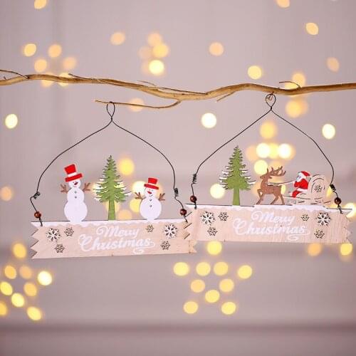 Christmas Old Man Type Wooden Color Letter Card Door Hanging Shop Welcome Card Decoration Small Pendant High Quality