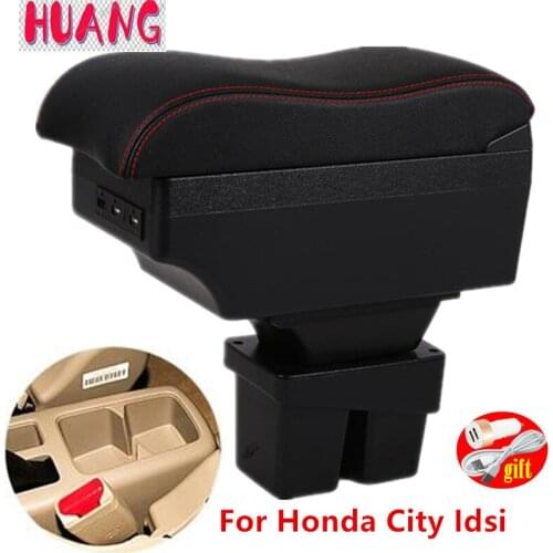 For Honda City Idsi Armrest Box For Honda City Interior Parts Car Armrest box Retrofit parts Storage box with USB LED