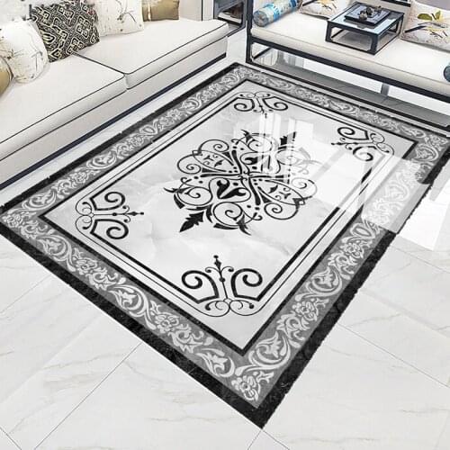 Custom 3D Floor Mural European Style Marble Flower Pattern PVC Waterproof Sticker Living Room Bedroom Floor Decoration Wallpaper