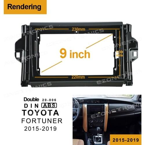 2Din Car DVD Frame Audio Fitting Adaptor Dash Trim Kits Facia Panel 9inch For Toyota Fortuner 2015-19 Double Din Radio Player