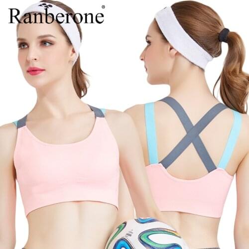 Ranberone Sports Bras Sexy Cross Backless Gym Yoga Bra Running Jogging Fitness Underwear Women Workout Seamless Breathable Top