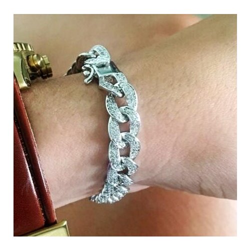 Handmade Luxury bracelets Micro pave AAAAA cz White Gold Filled Silver Colors CHain Party Wedding bracelet for women Men Jewelry