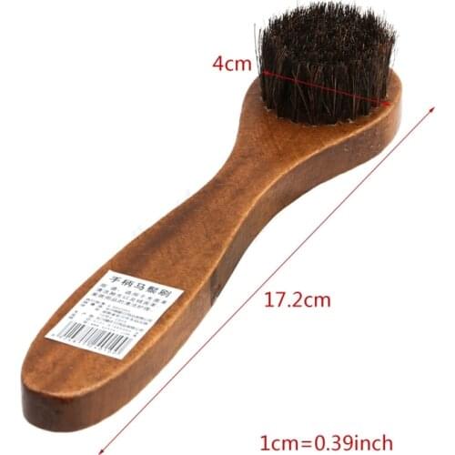 Long Wooden Handle Bristle Horse Hair Shoe Boot Brushes Polish Applicator Dauber