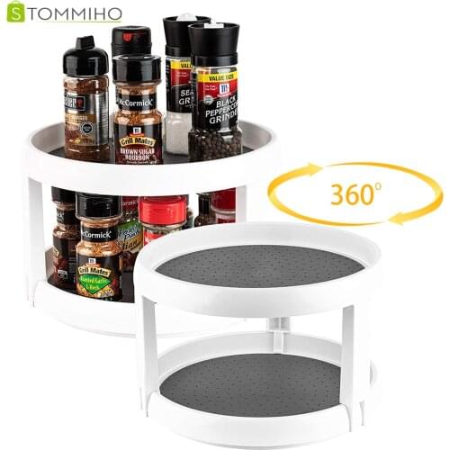 STOMMIHO Kitchen Organizer 360 Degree Rotating Food Storage Tray Spice Rack Pantry Cabinet Lazy Susan Turntable