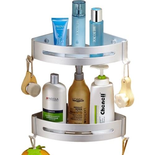 Punch-free toilet rack black triangle basket aluminum alloy space aluminum bathroom bathroom corner storage rack