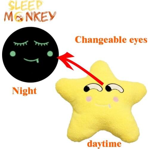 Light Up Plush Sky Pillows Sleeping Smile Cloud Star Moon Cushion Noctilucent Changeable eyes pillow