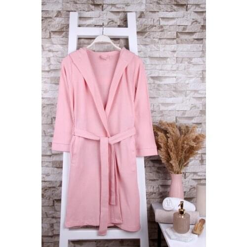 Unisex Beige Pink Hooded Dressing Gown