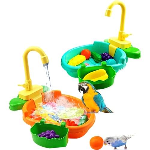 Bird Bath Tub Parrot Automatic Bathtub with Faucet Bird Shower Bathing Tub Bird Feeder Bowl Parrot Automatic Bathtub Pool Supply