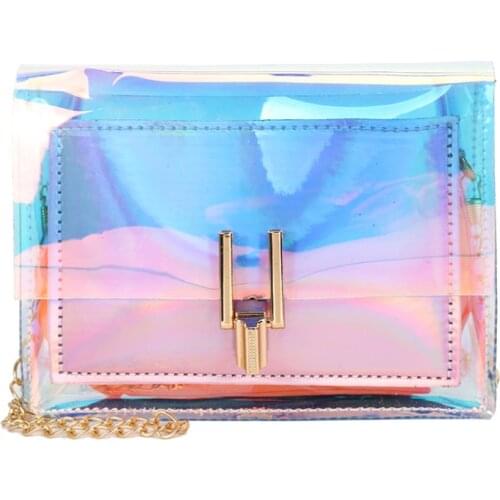 Women Laser Crossbody Bag Messenger Shoulder Bag PVC Jelly Small Tote Messenger Bags Laser Holographic Lady Bag
