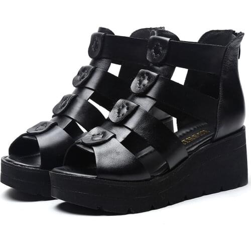 2021 New Woman Sandals Wedges High Heels Slippers Ladies Platform Creepers Shoes Gladiator Summer Gothic