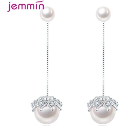 Latest Fashion Design Genuine 925 Sterling Silver Dangle Earrings Korean Style Long Tassel Freshwater Pearl Earrings For Women