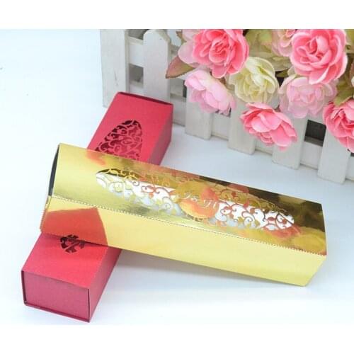 Gold color laser cut personalized wedding invitation box