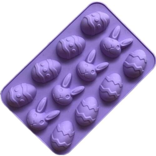 12 Holes Easter Mold Halloween Rabbit Shaped Silicone Chocolate Mold 3D Candy Bar Fondant Molds For Cake Decorating Tools