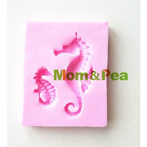 Mom&Pea 1447 Free Shipping Sea Horse Mold Cake Decoration Fondant Cake 3D Mold Soap Mold Food Grade