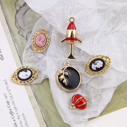6pcs Fashion Jewelry For Women Girl Pendant Vintage Alloy Drops Oil Lantern Rocket Earrings For Women Material Diy Accessories