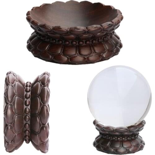 Wood Lotus Display Stand Crystal Glass Lens Ball Divination Photography Lensball Base 80mm 100 150 200mm Big Magic Sphere Holder