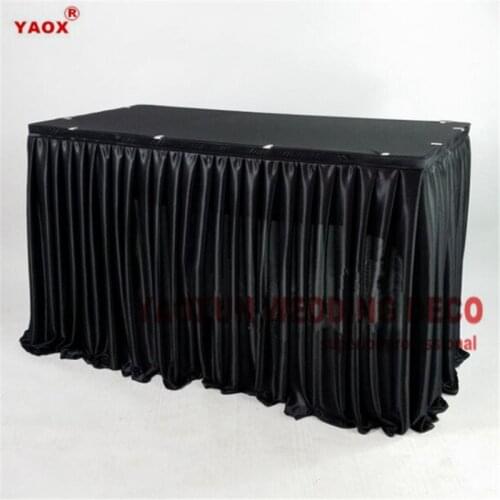 10FT 20FT Long Triple Ruffled Ice Silk Table Skirt Banquet Tablecloth Skirting For Wedding Event Party Decoration