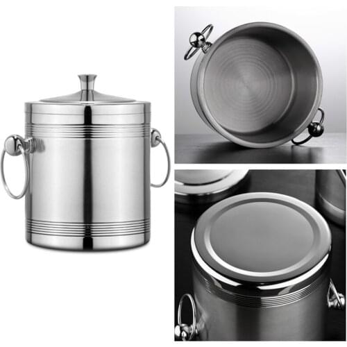 Stainless Steel Double-Layer Ice Bucket Insulation Ice Bucket Bar KTV Ice Bucket Household Beer Bucket Ice Bucket