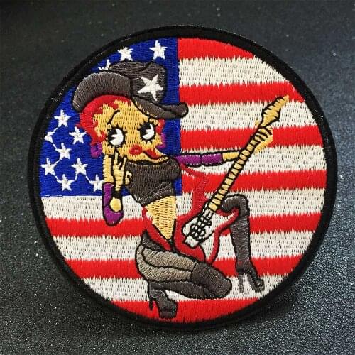 Electric girl patch for Jacket backing, punk motorcycle embroidery skeleton biker badge, skull patch Garment Accessory