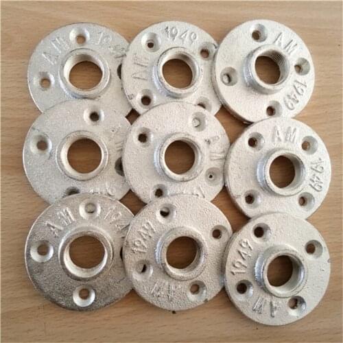 8PCS 1/2" 3/4" Malleable BSP Thread Floor Flange Iron Pipe Fittings Wall Mount Industrial
