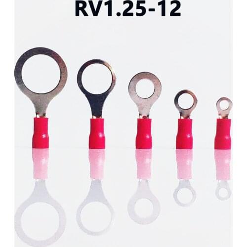 RV1.25-12 RED color Ring insulated terminal suit Cable Wire Connector cable Crimp Terminal 100PCS/Pack free shipping