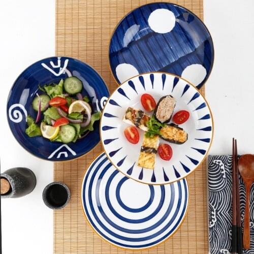 Deep Dish Plate 4 Pack Creative Japanese Cartoon Dish Plate Steak Plate Home Kitchen Cold Dish Plate Creative Ceramic Tableware