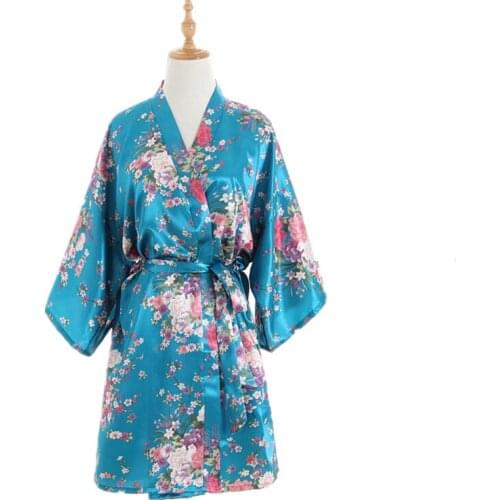 Shanghai Story Robes for Women Lightweight Long Sleeve Bathrobe Knee-Length Spa Robe Floral Yukata with Belt