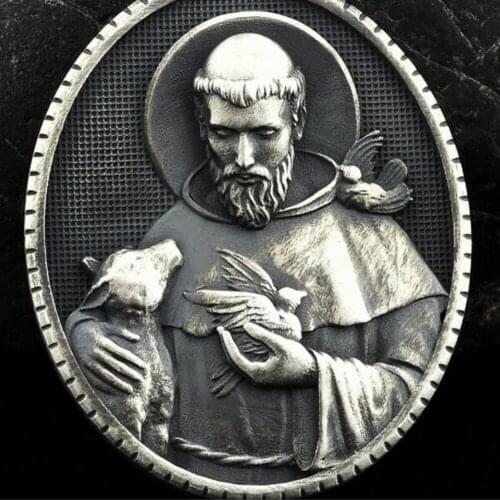 Christian St Francis Medal pendant religious belief Catholic mens Pendant Necklace Pendants and necklaces