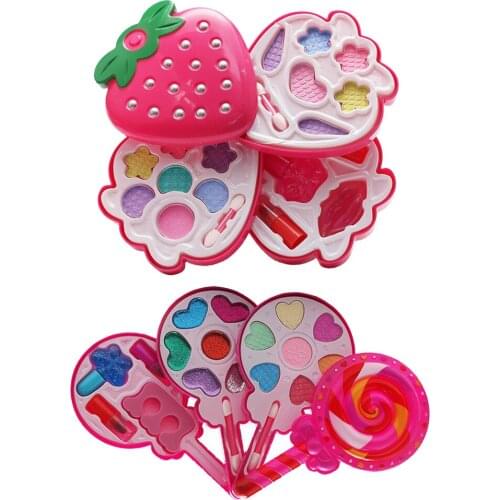 2x Petite Girls Strawberry Shaped Cosmetics Play Set - Fashion Makeup for Kid