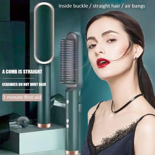 45W Ceramic Hair Straightener Quick Heating Hair Styler Curly Detangle Hair Comb Ion Hair Curlers Hair Care Irons Tyling Tools
