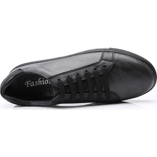 White Men Casual Shoes genuine Leather Flats Sneakers Lace Up fashion Male Comfortable Classic Style Walking Shoes big size 47