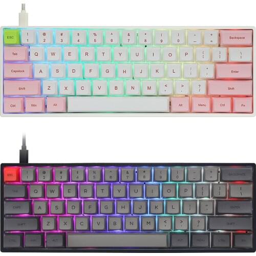 Gk61x gk61 60% mechanical keyboard rgb switch led hot swapping socket type c pcb case with split spacebar software program