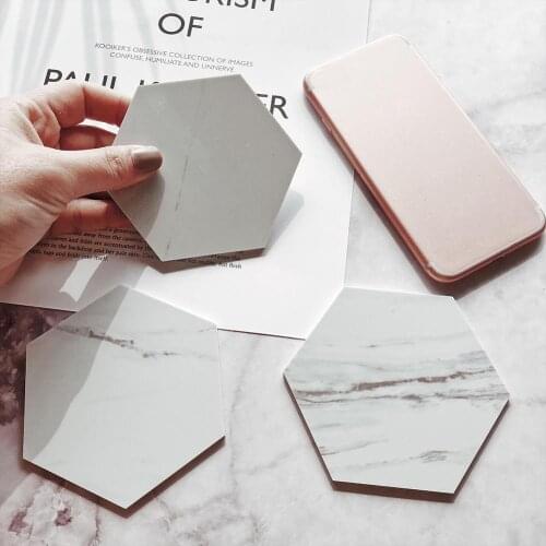 Multi-use 1Pcs PVC Simulated Marble Coaster Round White Black Coffee Cup Mats Waterproof Desktop Non-Slip Pads Table Decoration