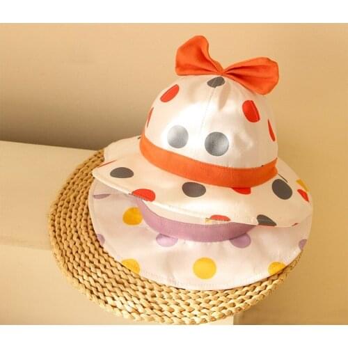 Cartoon Baby Panama Beach Sun Hat Summer Children Girl Bucket Cap Kids Dots Print Outdoor Hats Toddler Girls Fisherman Visor