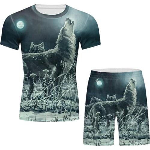 Cody Lundin 3D Print Wolf Design Mens Shorts And Shorts Sleeve Two-Pieces Style S to 4XL Size