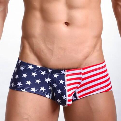 Mens Underwear Underpants Cotton Foreign Trade Aliexpress American Flag U Convex Design Boxers
