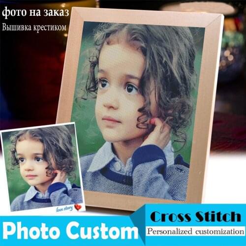 Photo Custom Own Picture DIY Needlework Cross-Stitch Set Embroidery Kit 11CT Cotton or Silk Thread Painting Printed Canvas Gift