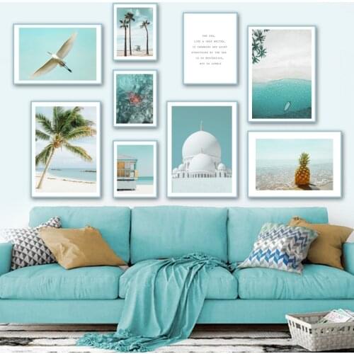 Beach Pineapple Ocean Tropical Plant Palm Wall Art Canvas Painting Nordic Posters And Prints Wall Pictures For Living Room Decor