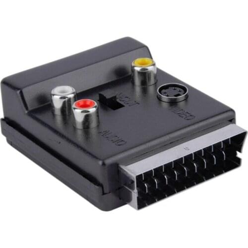 Newest Switchable Scart Male to Female Scart to 3 x RCA phono sockets 4-pin S-video socket Audio Adapter Convector
