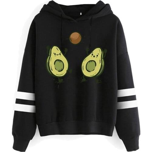 Autumn Winter Womens Cotton Hoodie Cute Sweet Cartoon Avocado Print Hoodies Pullover Long Sleeve Sweatshirt Female
