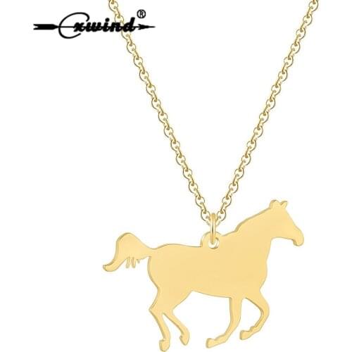 Cxwind Fashion Chic Statement Racing Horse Pendant Necklace Animal Horse Chain Necklaces Jewelry For Women Girl Best Gift Collar