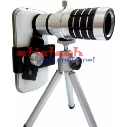 By dhl or ems 20pcs Camera Telescope Lens Camera Lens 12X Zoom + Mount Tripod For iPhone for Samsung Android phone