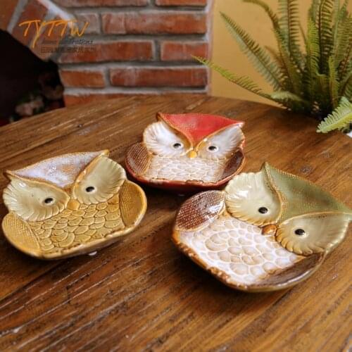 Jewelry Fruit Serving Tray Creative Owl Dish Home Decor Tableware Porcelain Candy Trinket Dish Desk Organizer Plate