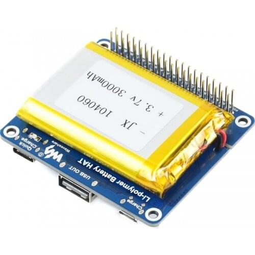 Raspberry Pi Li-polymer Battery HAT SW6106 Power Bank Solution with Embedded Protection Circuits
