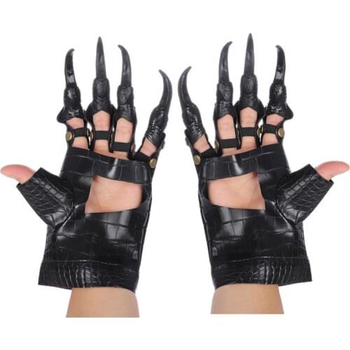 New arrival 2020 Halloween Props PU Leather Monster scary Costume Dragon Devil Hands Gloves Cosplay claws Gloves
