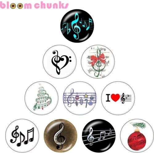 Christmas music 10pcs mixed 12mm/18mm/20mm/25mm Round photo glass cabochon jewelry flat back Making findings S6237