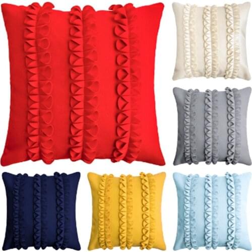 Modern Velvet Solid Cushion Covers 45x45 for Sofa Couch Bed Handmade Flowers Throw Pillow Covers Cases Set Yellow Blue Grey